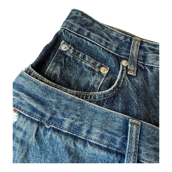 ZARA ZW Denim Mini Skirt Double Waisted Upcycled Ultra Mini Size Small - Picture 9 of 16